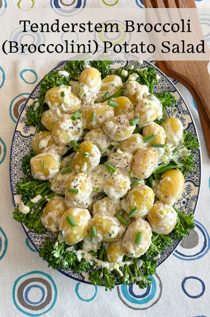 Food Lust People Love: This tenderstem broccoli (broccolini) potato salad is made with Jersey Royal potatoes and a tangy, light, creamy dressing. It’s pretty much the perfect side for your next barbecue or brunch buffet.
