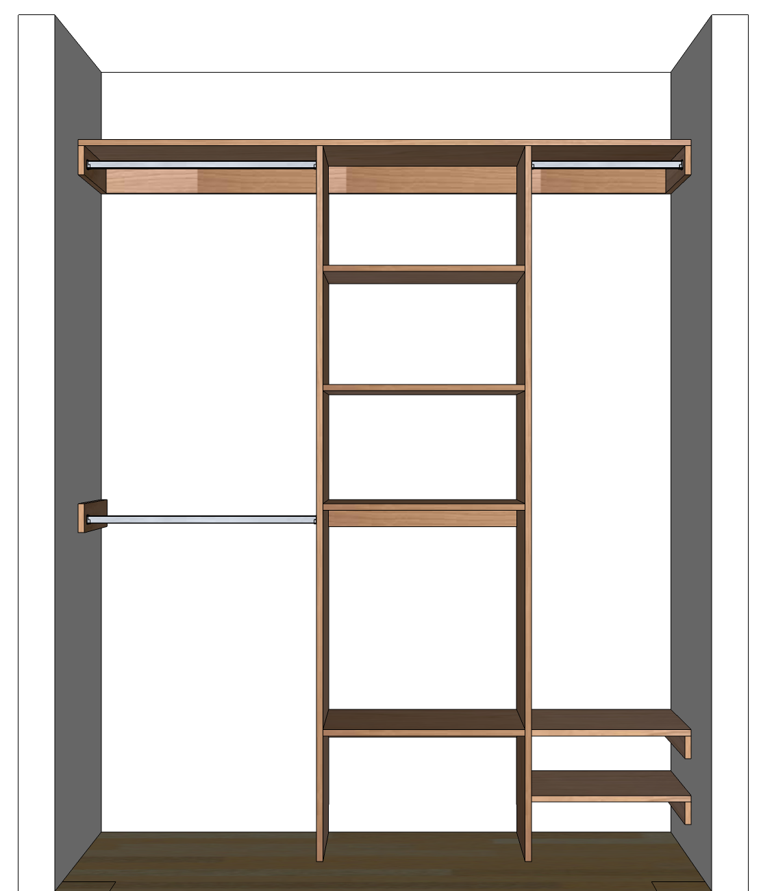 DIY Closet Organizer Plans For 5' to 8' Closet