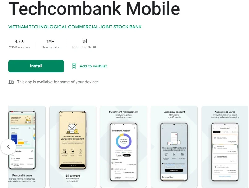 App Techcombank Mobile