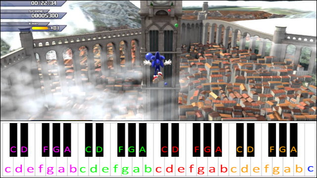 Rooftop Run (Sonic Unleashed) Piano / Keyboard Easy Letter Notes for Beginners