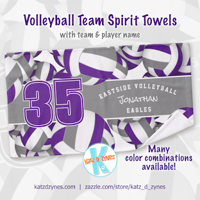 purple gray volleyball team colors personalized towel