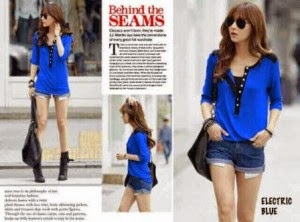 baju blouse korea murah bahan spandek warna biru