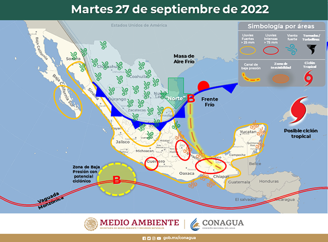 Un Frente Frío desviaría la trayectoria de la DT9 de la Península de Yucatán