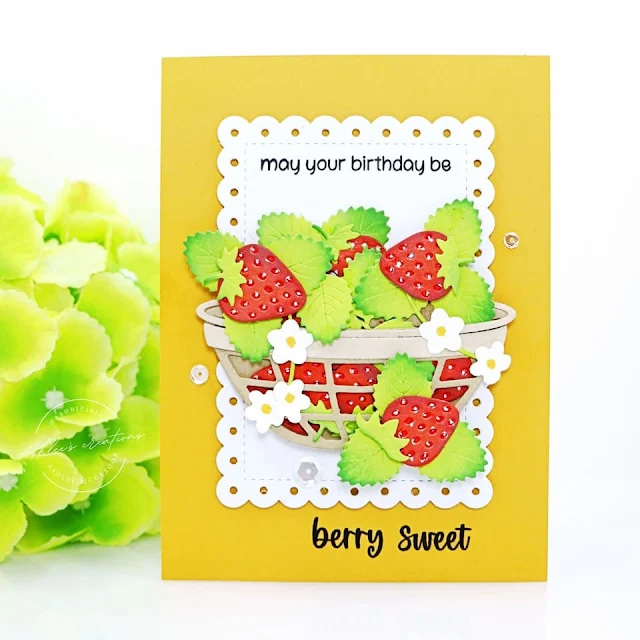 Sunny Studio Stamps: Strawberry Patch Fruit Themed Cards by Ashlee Bellinger (featuring Punny Fruit Greetings, Mini Mat & Tag Dies, Build-A-Bowl Dies)