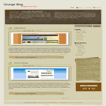 Grunge Blog free blogger template converted from css template to blogger template grunge style blogger template