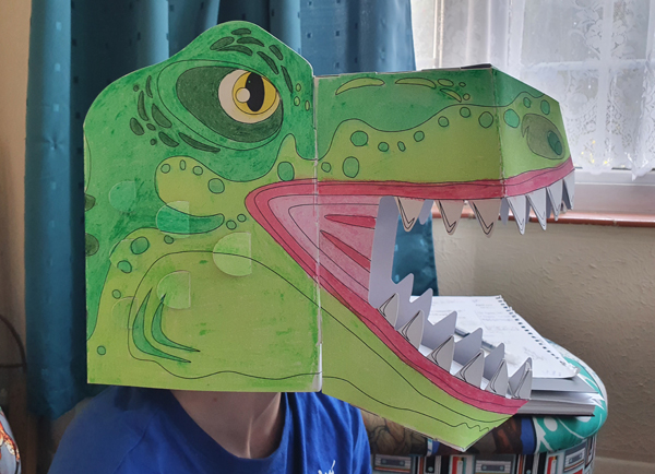 Dino Head modelled by 9 Year Old