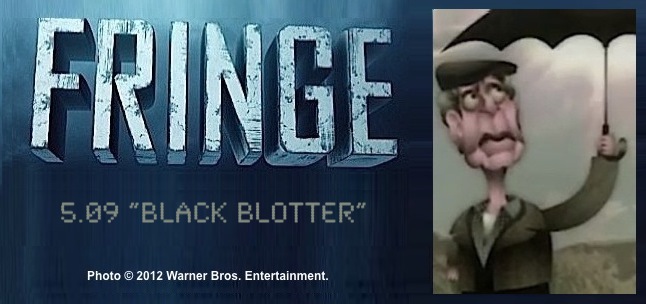 Fringe 5.09 Black Blotter / Image of Walter in style of Terry Gilliam's Monty Python animation