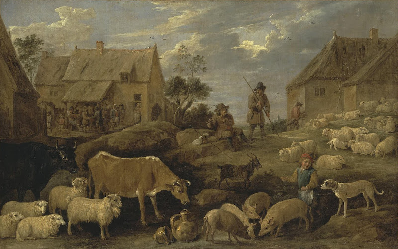 Landscape with a Shepherd and a Flock by David Teniers II - Genre paintings from Hermitage Museum