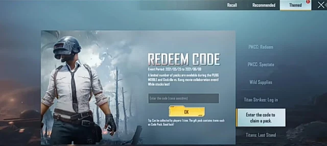 PUBG Mobile new Redeem codes claim free rewards