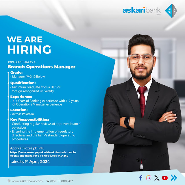 Askari Bank Limited Latest Jobs All Pakistan Branch Operations Manager 2024