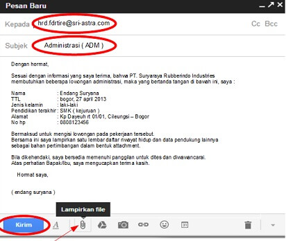 Contoh Surat Lamaran Kerja Via Email Secara Resmi yang 