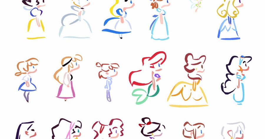 Varietats: Disney Heroines Simple Lines by Princekido