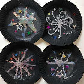 Paper plate fireworks craft