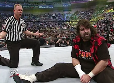 WWE Wrestlemania 20 - Mick Foley looks dejected