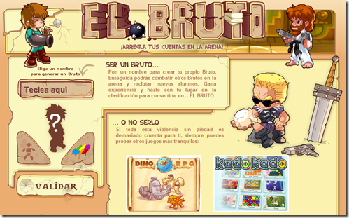 la pagina de inicio del bruto