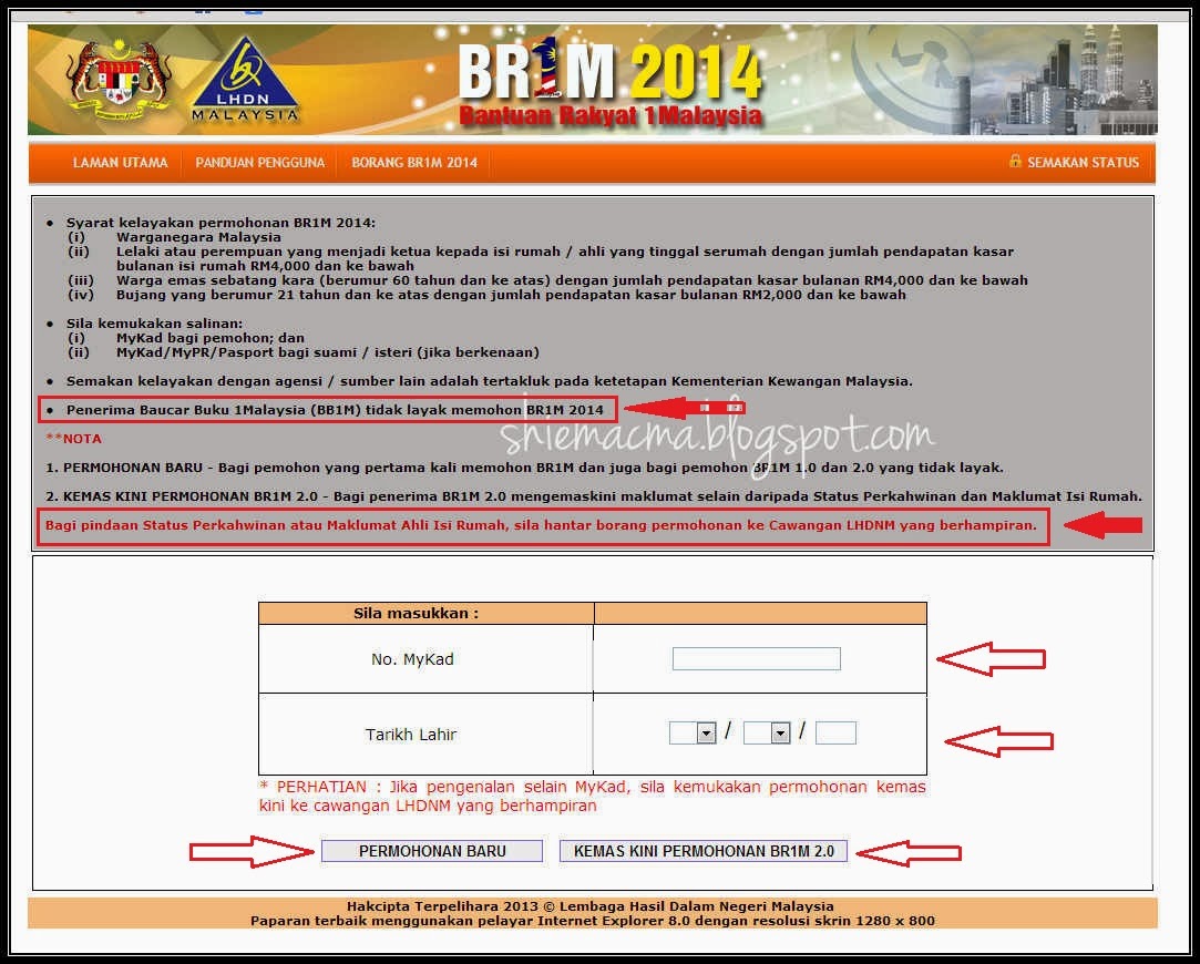 Permohonan Bantuan Rakyat 1 Malaysia 2014 (BR1M)  ♥Cintai 
