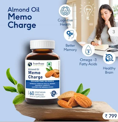 Memo Charge | Almond Oil Capsules, 60 Vegetarian Capsules | 500mg