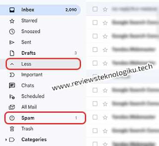 mencari kotak masuk di folder spam google