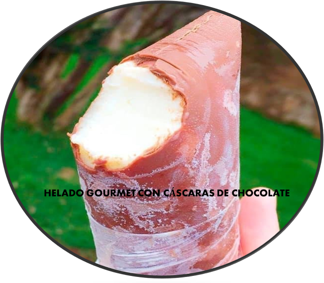 Helado gourmet con cáscaras de chocolate