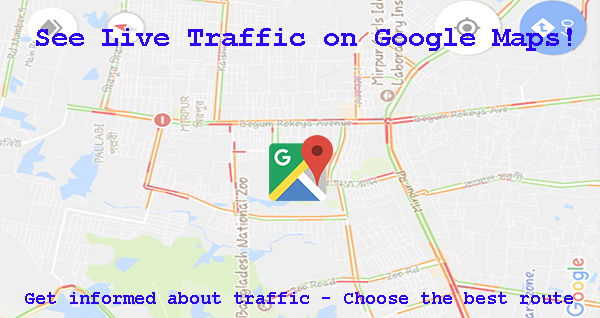 Google Maps shows live traffic status