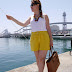 Mustard yellow shorts in Barcelona- third day