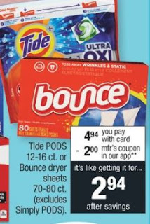 Tide Pods or bounce cvs deals 5-12-5-18