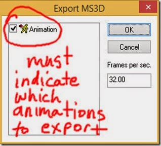 Export the animation as MilkShape3D ms3d file