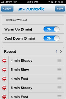 Runtastic app half hour interval routine