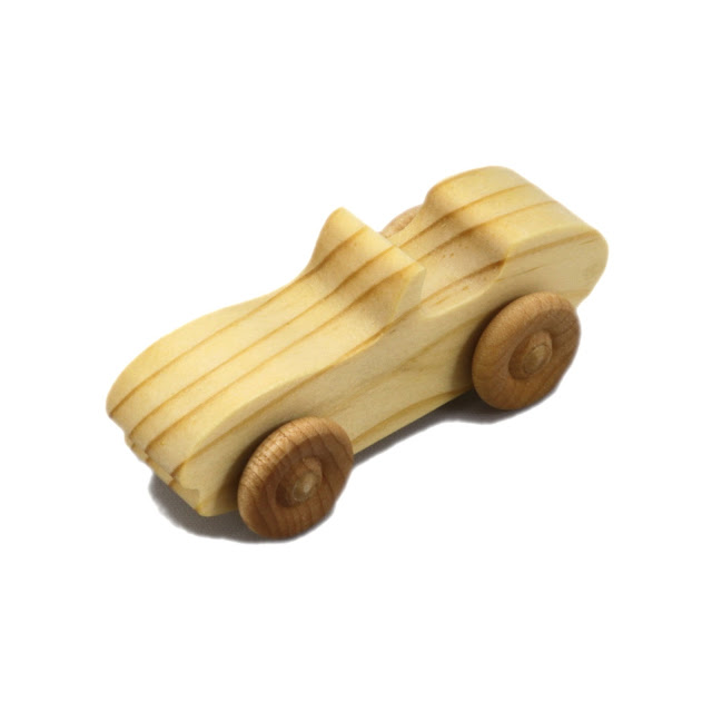 Wood Toy Car, Convertible Sports Coupe, Handmade and Finished with Mineral Oil and Bees Wax, Miniature Snazzy Ripsnorter