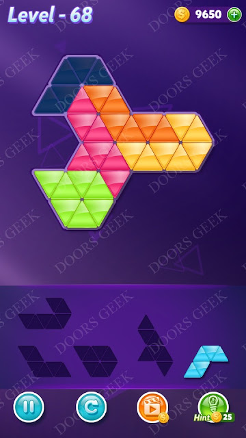Block! Triangle Puzzle 5 Mania Level 68 Solution, Cheats, Walkthrough for Android, iPhone, iPad and iPod
