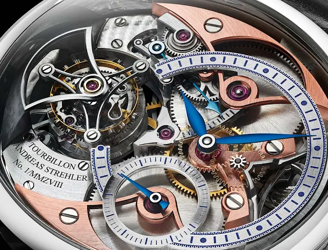 Andreas Strehler Trans-axial Remontoir Tourbillon, dial detail