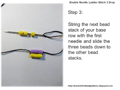 Click the image to view the double needle ladder stitch beading tutorial image larger.