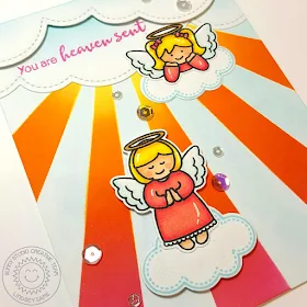 Sunny Studio Stamps: Little Angels & Angelic Sentiments You Are Heaven Sent Card by Lindsey Sams.