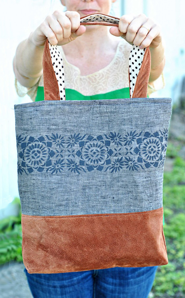 Linen and Leather Tote Bag Tutorial