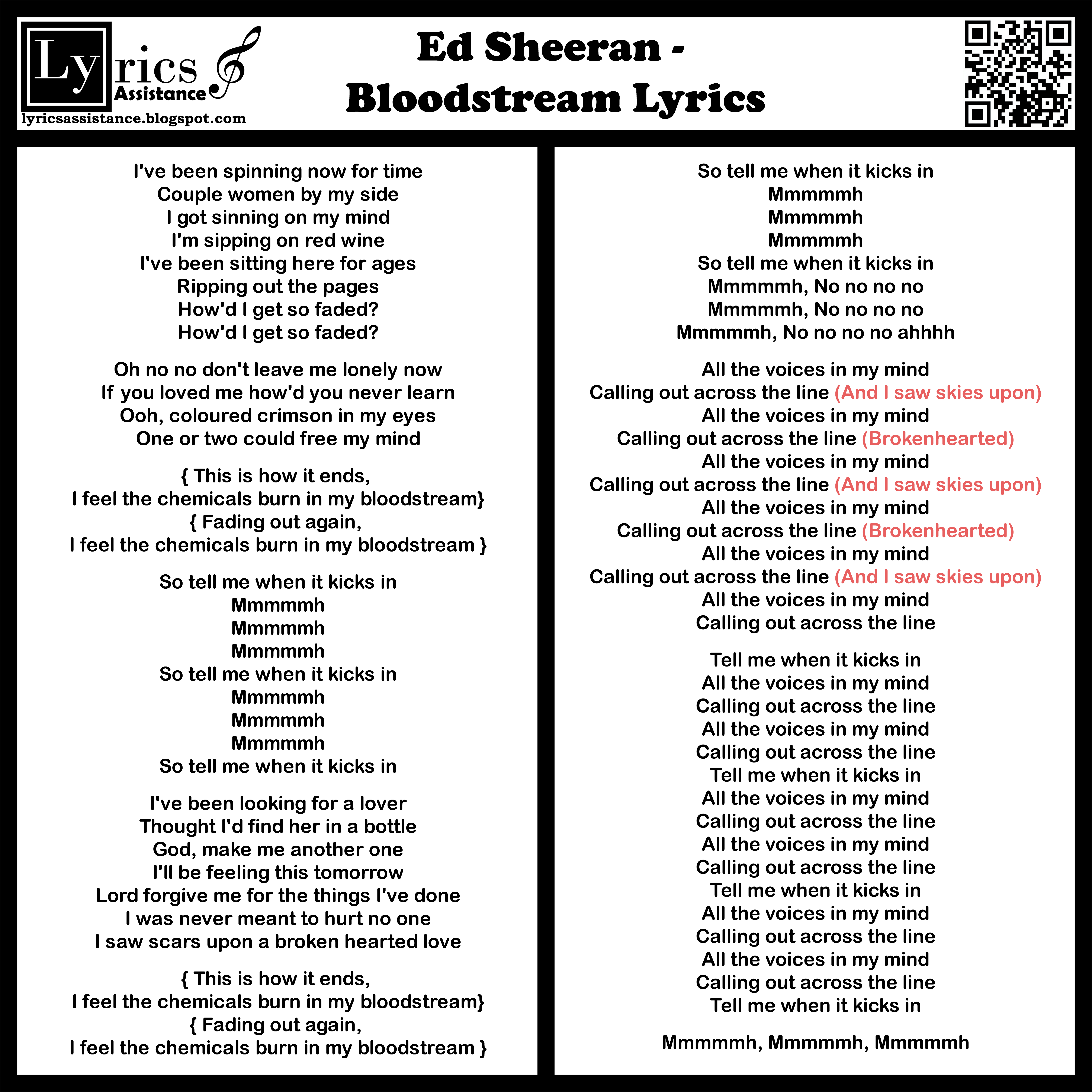 ed sheeran - bloodstream lyrics