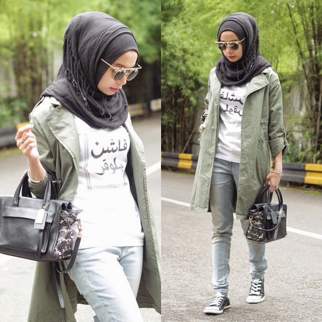 Style Hijab Model Celana  Jeans  Untuk Wanita Berhijab 