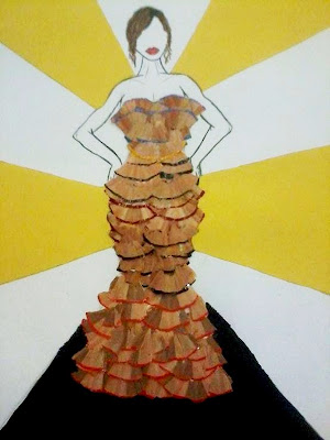 pencil shaving art on dress