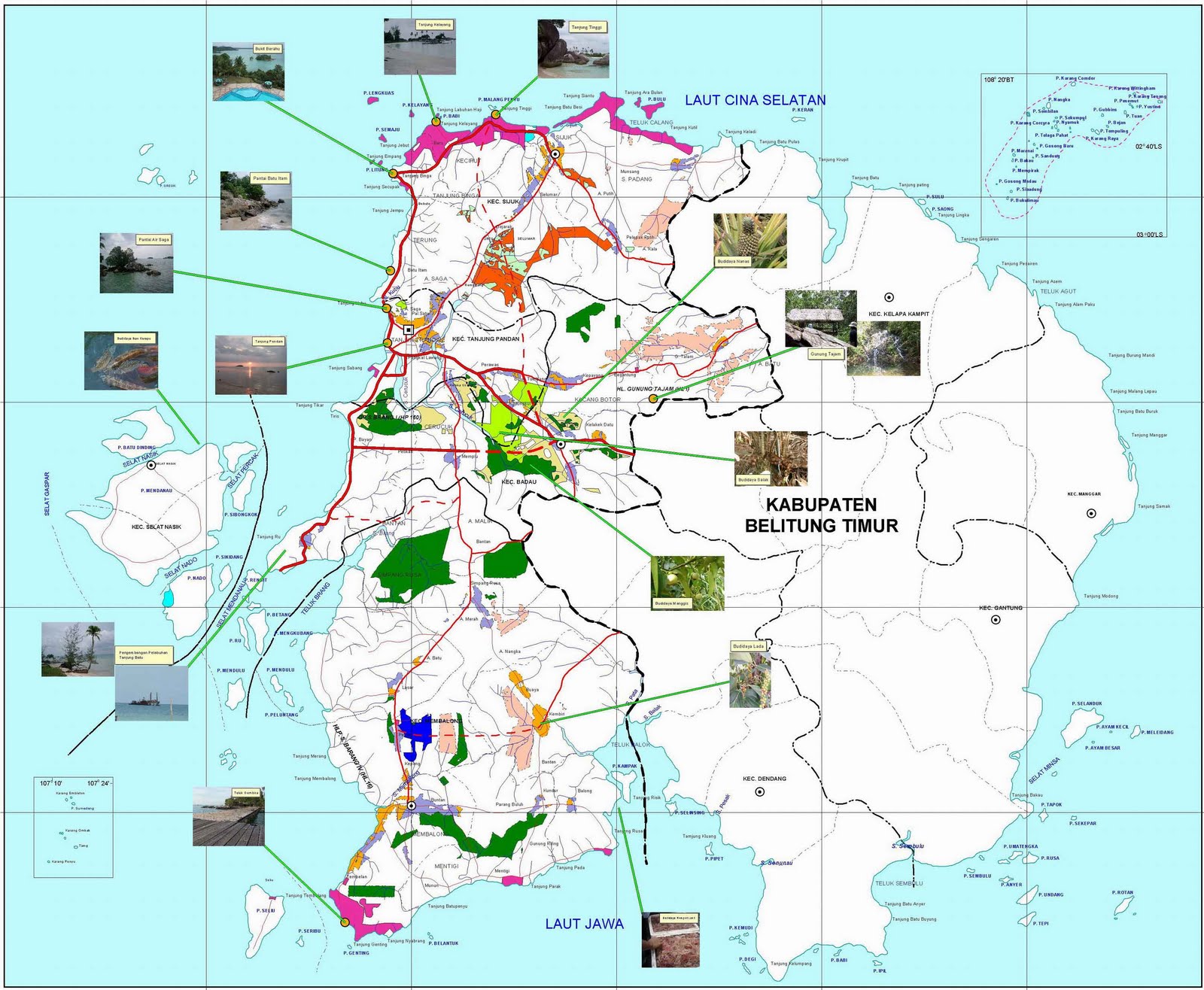  Peta  Lengkap Indonesia Peta  Wisata Kabupaten Belitung 