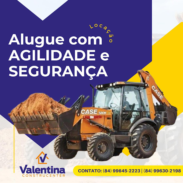 Novidade na Valentina Construcenter! Agora está locando retroescavadeira em Caraúbas