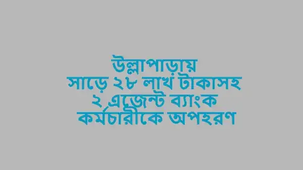 উল্লাপাড়ায় সাড়ে ২৮ লাখ টাকাসহ ২ এজেন্ট ব্যাংক কর্মচারীকে অপহরণ