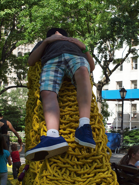 Red, Yellow, Blue, a site-specific installation by Orly Genger, Madison Square Park, NYC