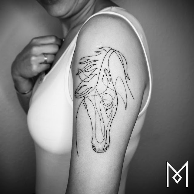 Geniales tatuajes creados usando una linea continua Mo Ganji