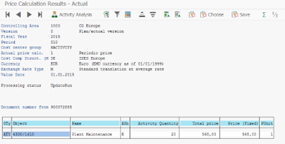 SAP HANA Revaluate Activity Type