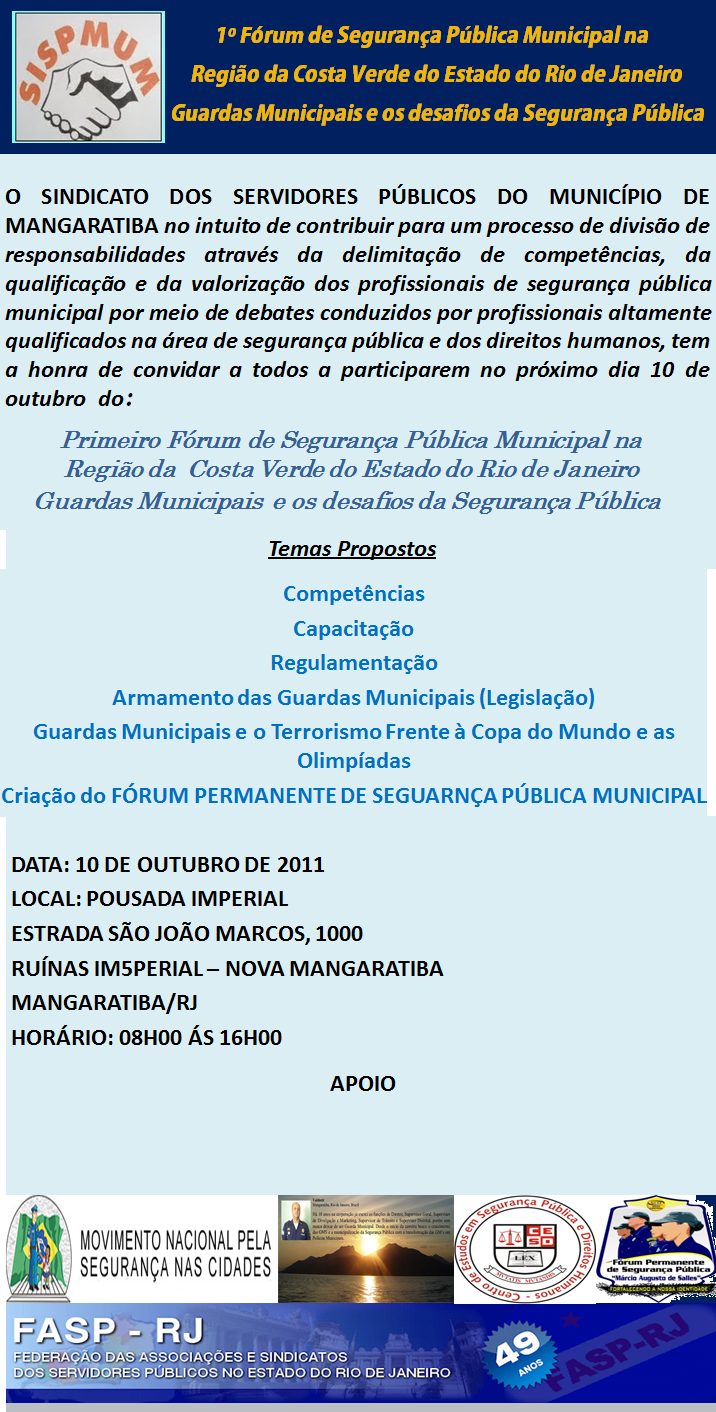 1º Fórum Estadual de Segurança Pública Municipal de Mangaratiba - RJ