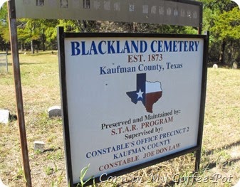 Blackland Cemetery Kaufman County Plaque