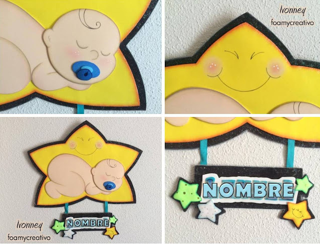 Detalles-Cartel-bebe-niño-en-estrella-gomaEVA