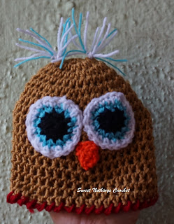 free crochet pattern, free crochet headwear pattern, free crochet beanie pattern, free crochet new born baby cap, free crochet preemie baby cap, free crochet owl cap, free crochet sleeping owl cap, Oswal Cashmilon, donation ideas,