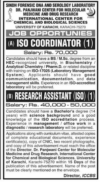 Sindh Forensic DNA And Serology Laboratory Jobs 2023