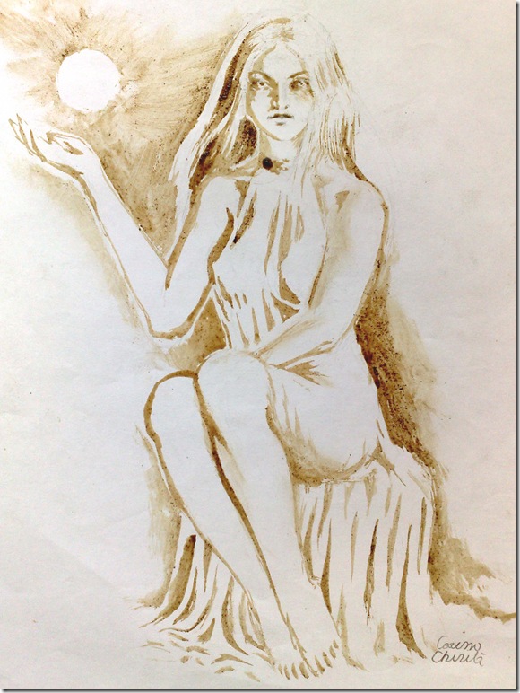 Persephone coffee painting - Persephona Pictura facuta cu cafea