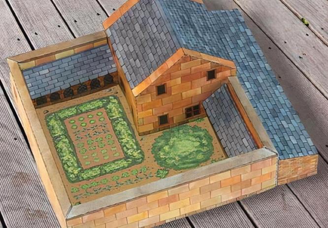 PAPERMAU: Village House Diorama Paper Model In Minecraft Style